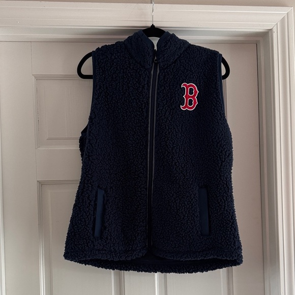 Antigua Jackets & Blazers - Boston Red Sox Navy Sherpa Zip Vest